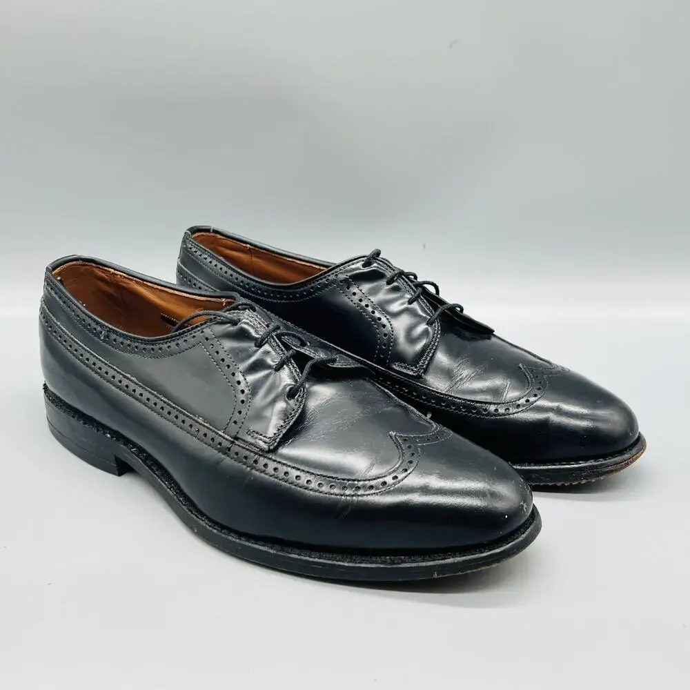 Allen Edmonds Shoes Mens 7.5 Black Leather Richmond Wingtip Oxford Dress Brogue